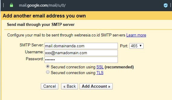 Setting SMTP